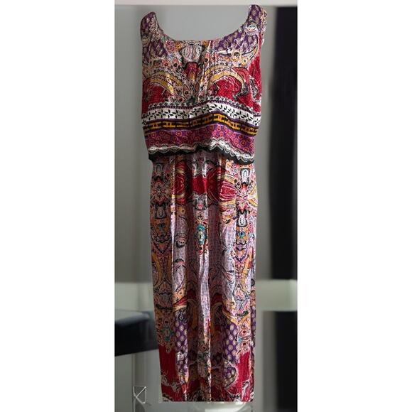 Womens 2XL Maxi Dress Wedding Guest Floral Peasant Paisley Patchwork Fairy XXL - Picture 1 of 15